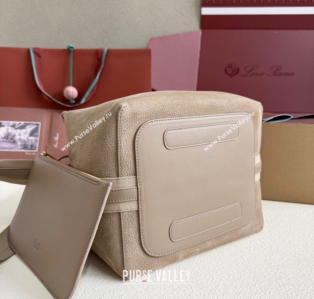 Loro Piana Large Bale Bucket Bag in Grained Nubuck Grey 2025 0925 (XLU-250925052)