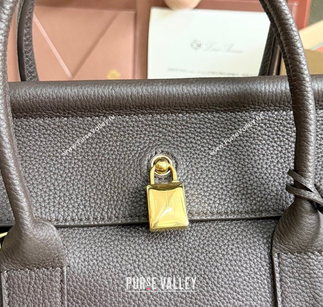 Loro Piana Loom Top Handle bag L25 in Grained Calfskin Leather Coffee Brown 2025 0925 (XLU-250925086)