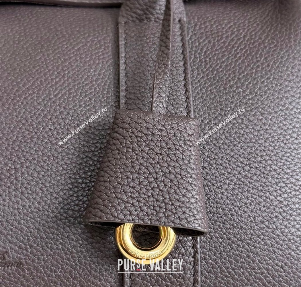 Loro Piana Loom Top Handle bag L25 in Grained Calfskin Leather Coffee Brown 2025 0925 (XLU-250925086)