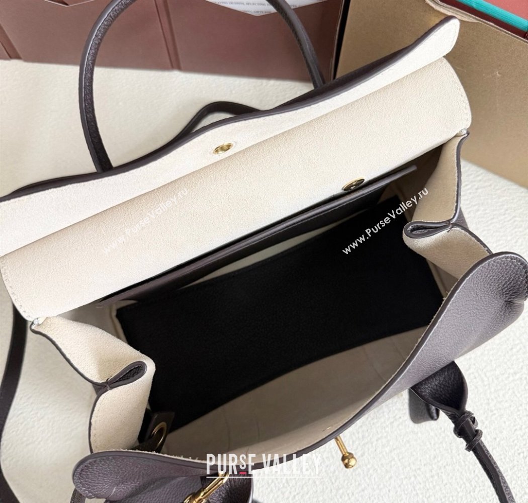 Loro Piana Loom Top Handle bag L25 in Grained Calfskin Leather Coffee Brown 2025 0925 (XLU-250925086)