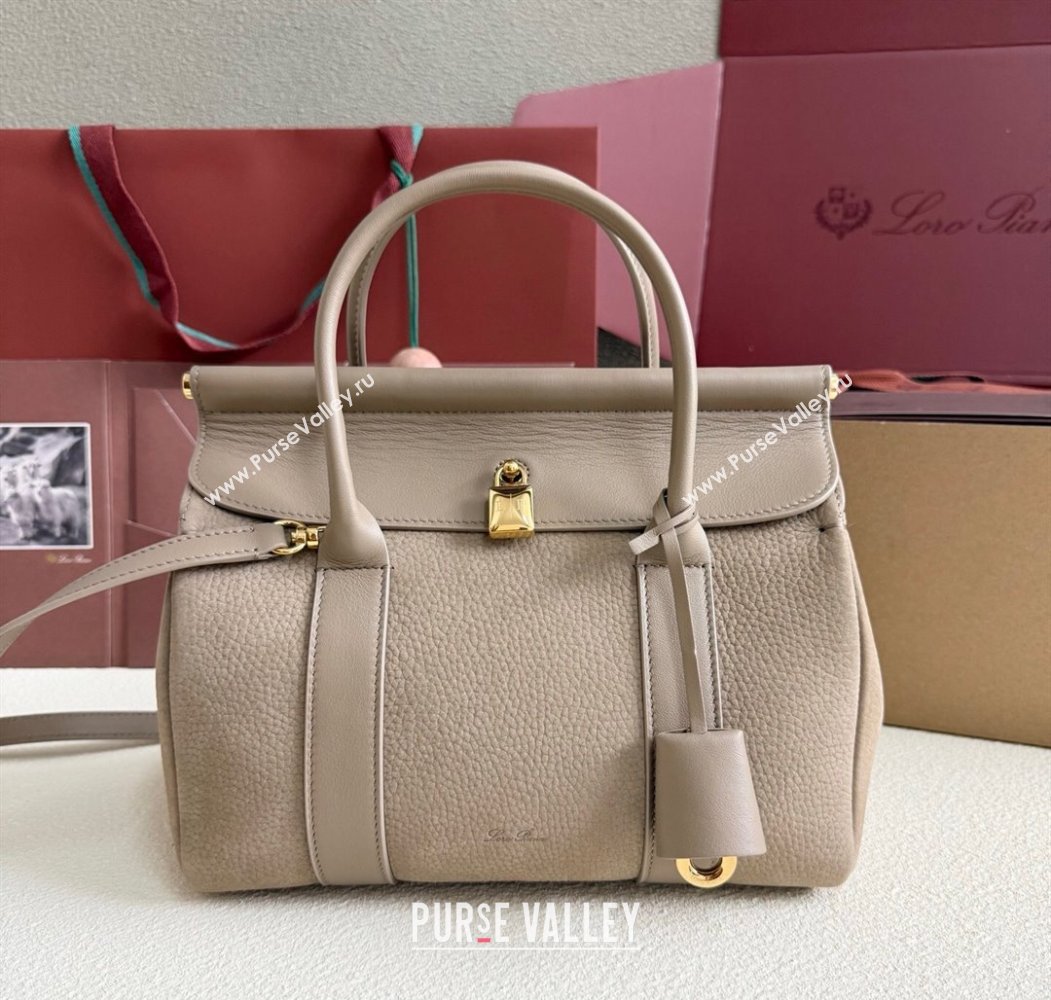 Loro Piana Loom Top Handle bag L25 in Nubuck and Calfskin Leather Taupe 2025 0925 (XLU-250925087)