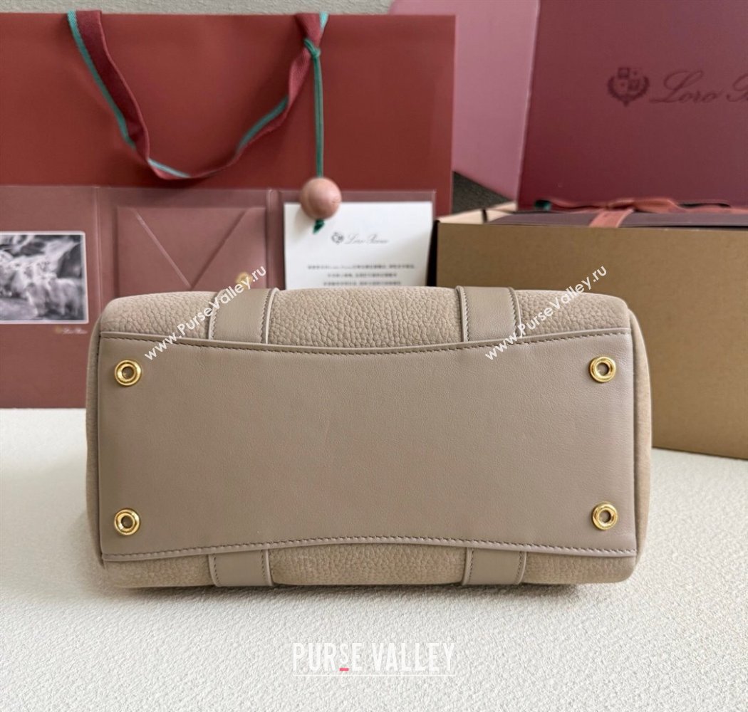 Loro Piana Loom Top Handle bag L25 in Nubuck and Calfskin Leather Taupe 2025 0925 (XLU-250925087)