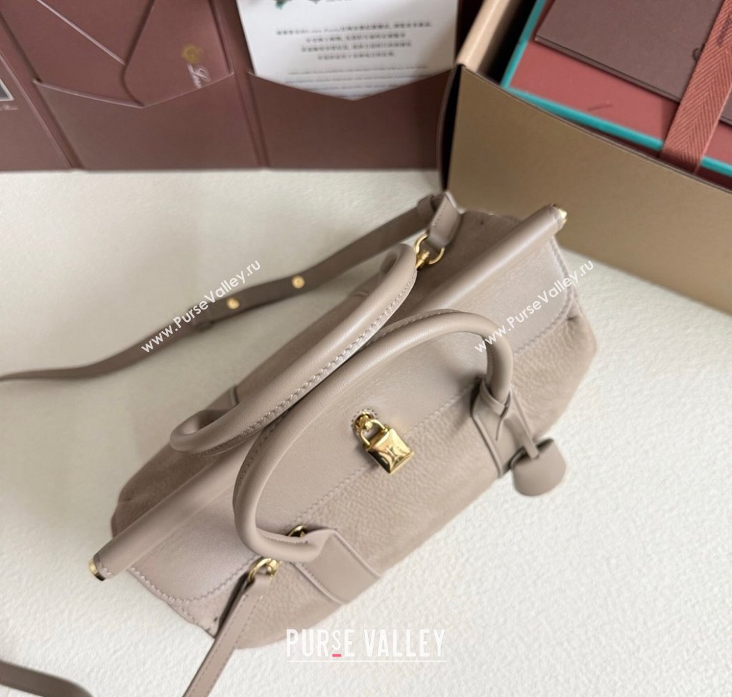 Loro Piana Loom Top Handle bag L25 in Nubuck and Calfskin Leather Taupe 2025 0925 (XLU-250925087)