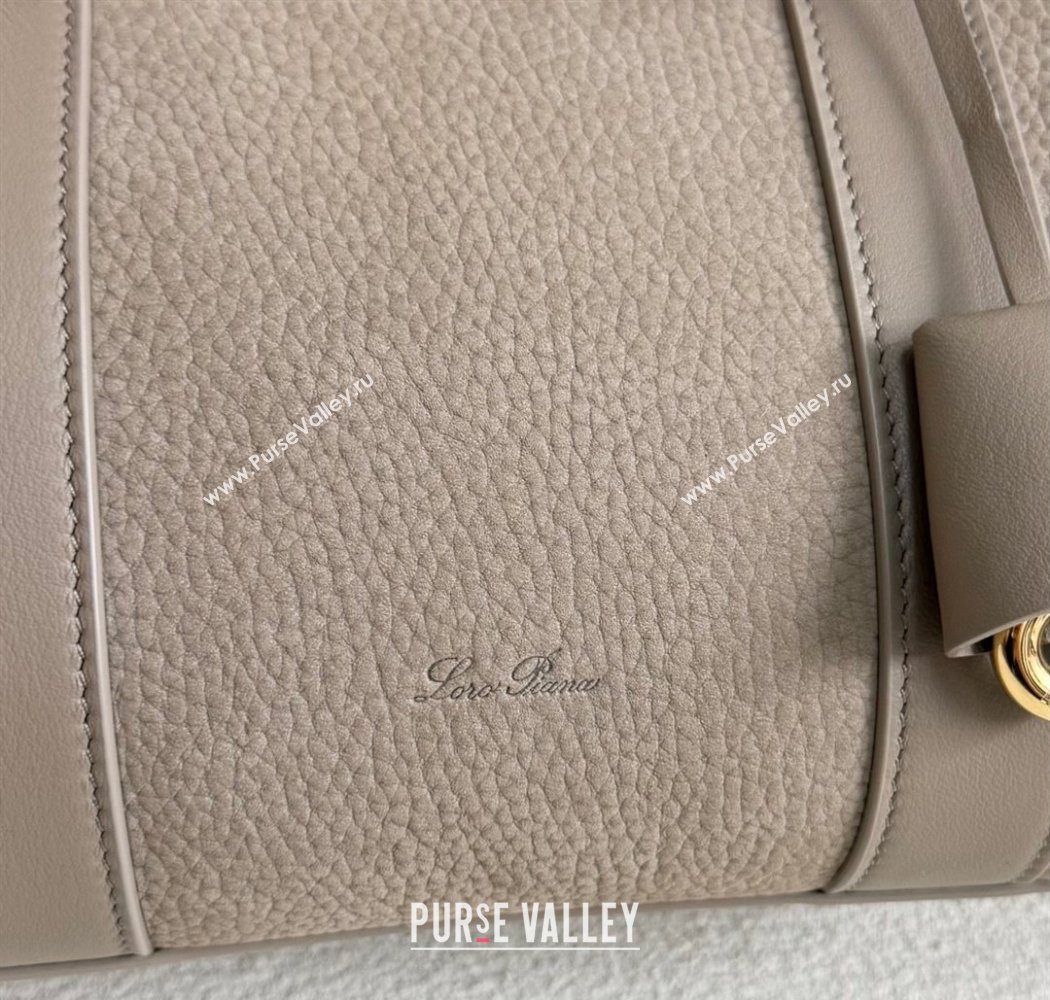 Loro Piana Loom Top Handle bag L25 in Nubuck and Calfskin Leather Taupe 2025 0925 (XLU-250925087)