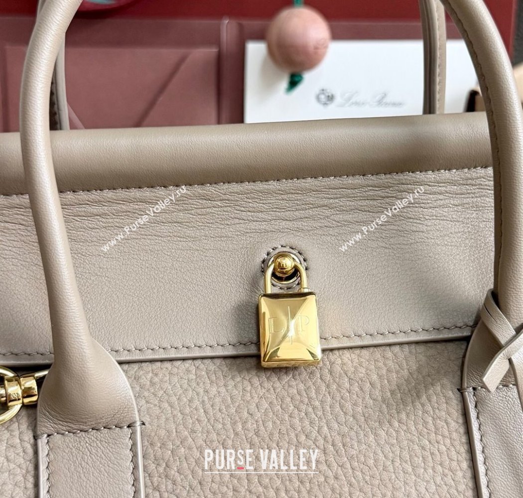 Loro Piana Loom Top Handle bag L25 in Nubuck and Calfskin Leather Taupe 2025 0925 (XLU-250925087)