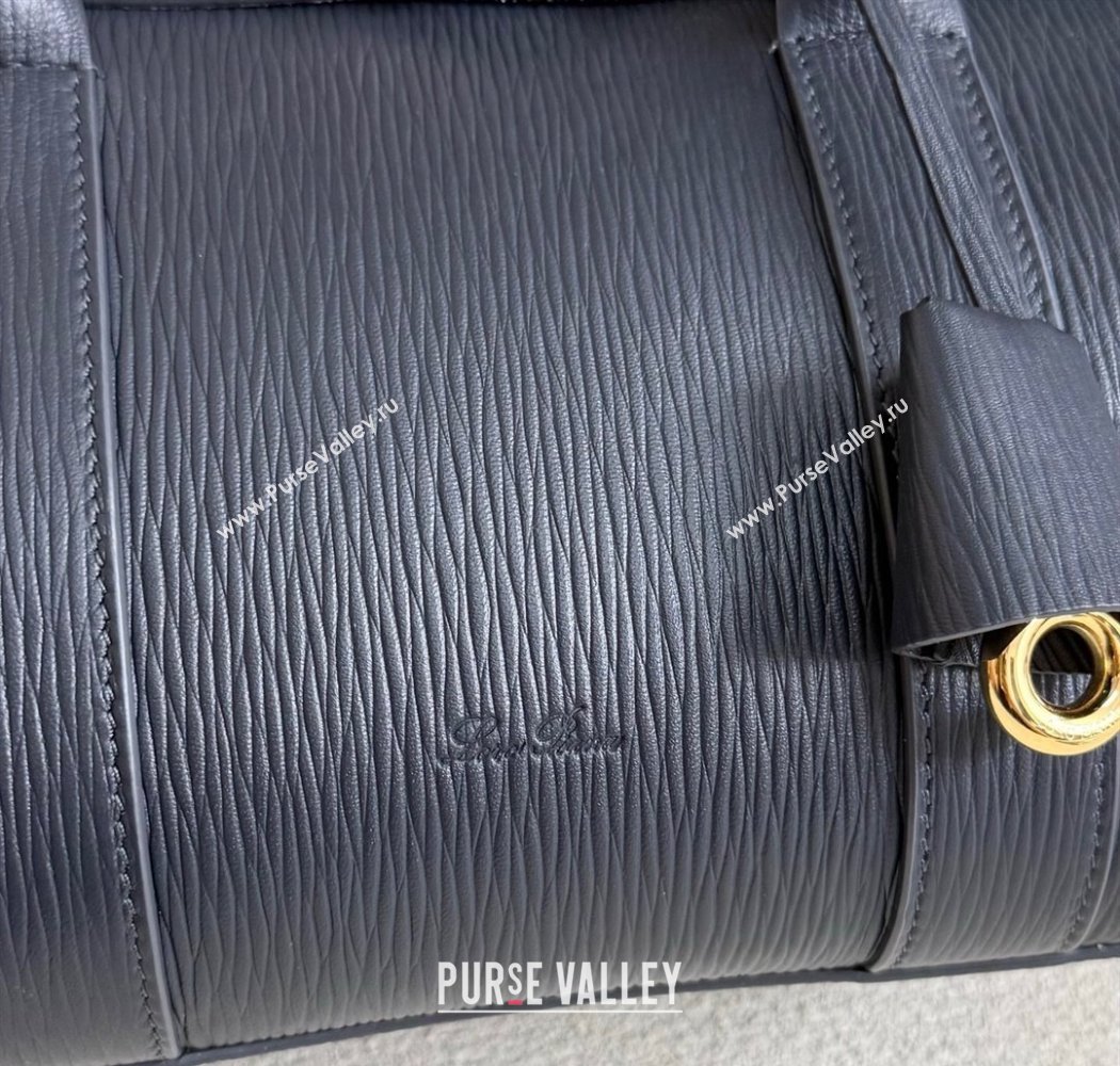 Loro Piana Loom Top Handle bag L25 in Textured Calfskin Leather Dark Blue 2025 0925 (XLU-250925088)