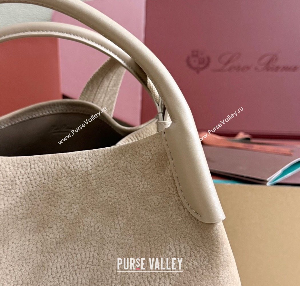 Loro Piana Large Bale Bucket Bag in Grained Nubuck Grey 2025 0925 (XLU-250925052)