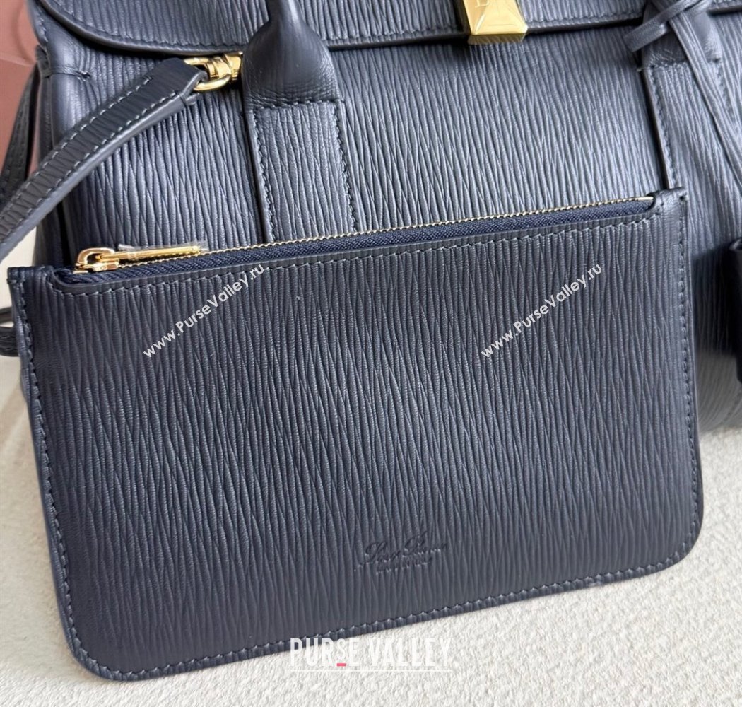 Loro Piana Loom Top Handle bag L25 in Textured Calfskin Leather Dark Blue 2025 0925 (XLU-250925088)