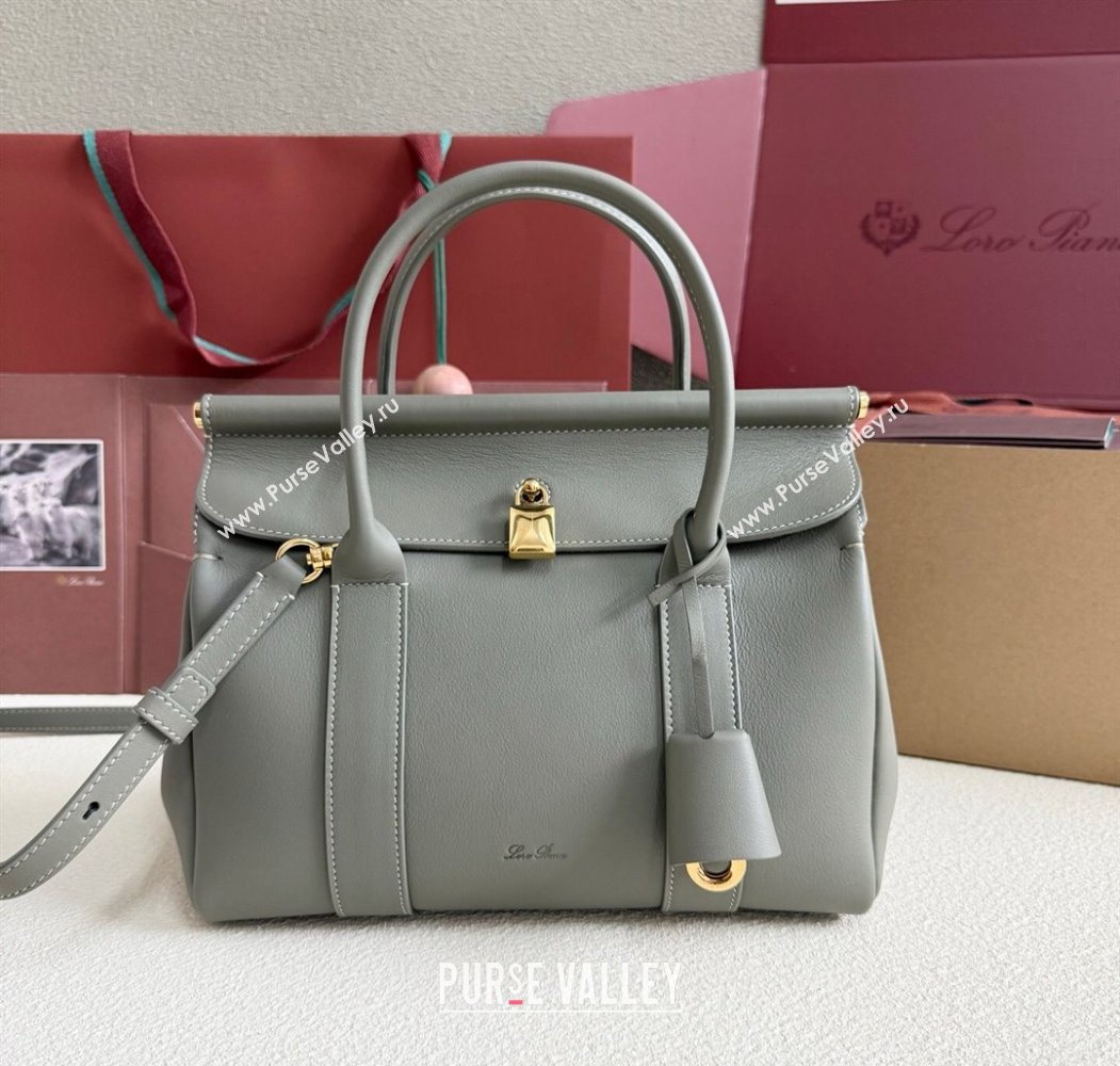 Loro Piana Loom Top Handle bag L25 in Calfskin Leather Sheen Green 2025 0925 (XLU-250925089)