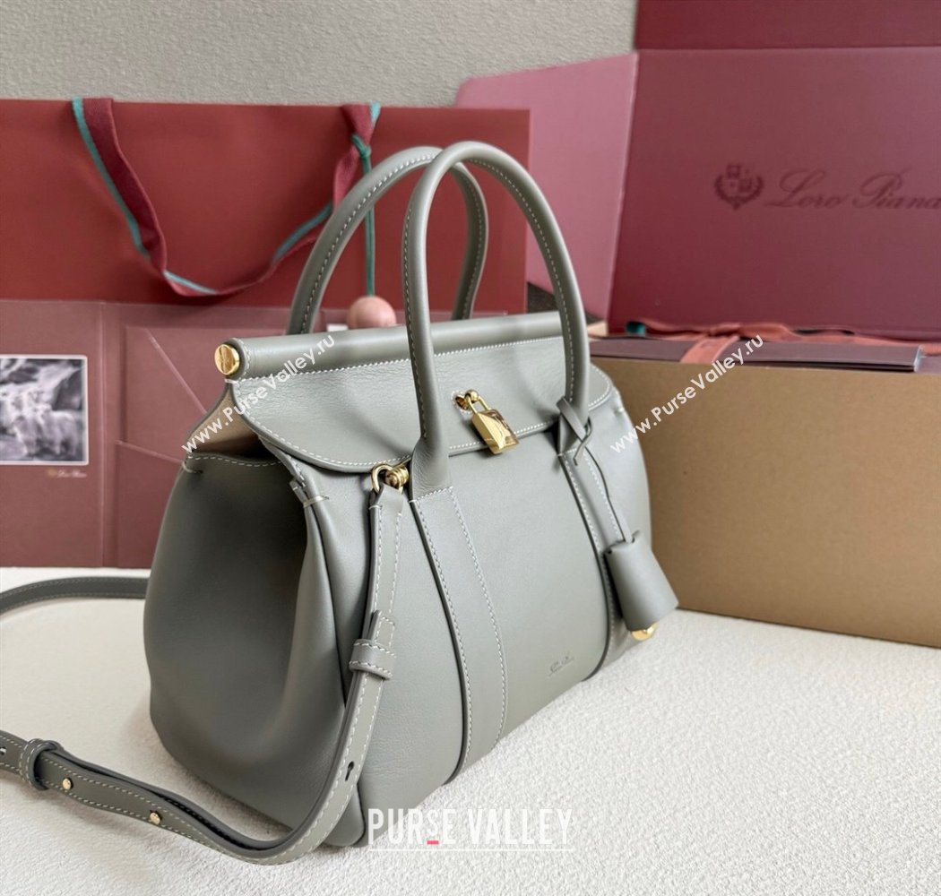 Loro Piana Loom Top Handle bag L25 in Calfskin Leather Sheen Green 2025 0925 (XLU-250925089)