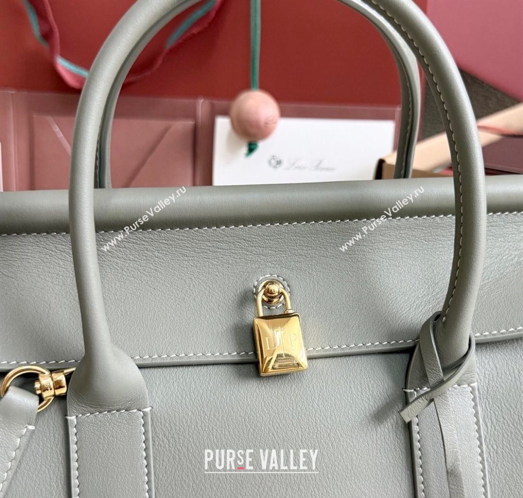 Loro Piana Loom Top Handle bag L25 in Calfskin Leather Sheen Green 2025 0925 (XLU-250925089)