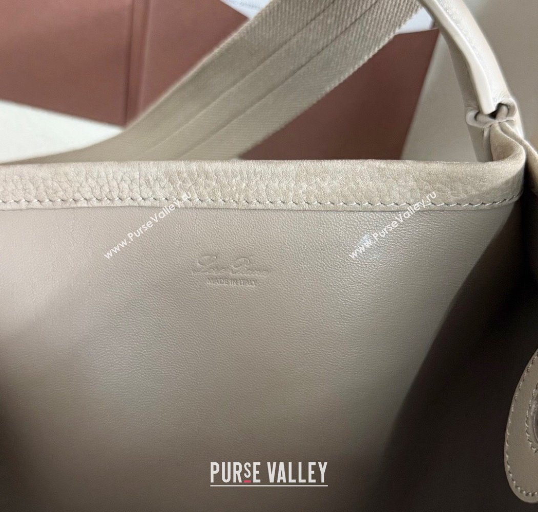 Loro Piana Large Bale Bucket Bag in Grained Nubuck Grey 2025 0925 (XLU-250925052)
