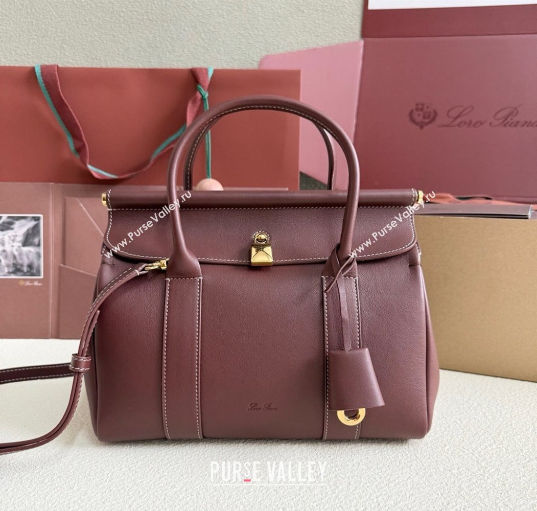 Loro Piana Loom Top Handle bag L25 in Calfskin Leather Smoke Caramel 2025 0925 (XLU-250925090)