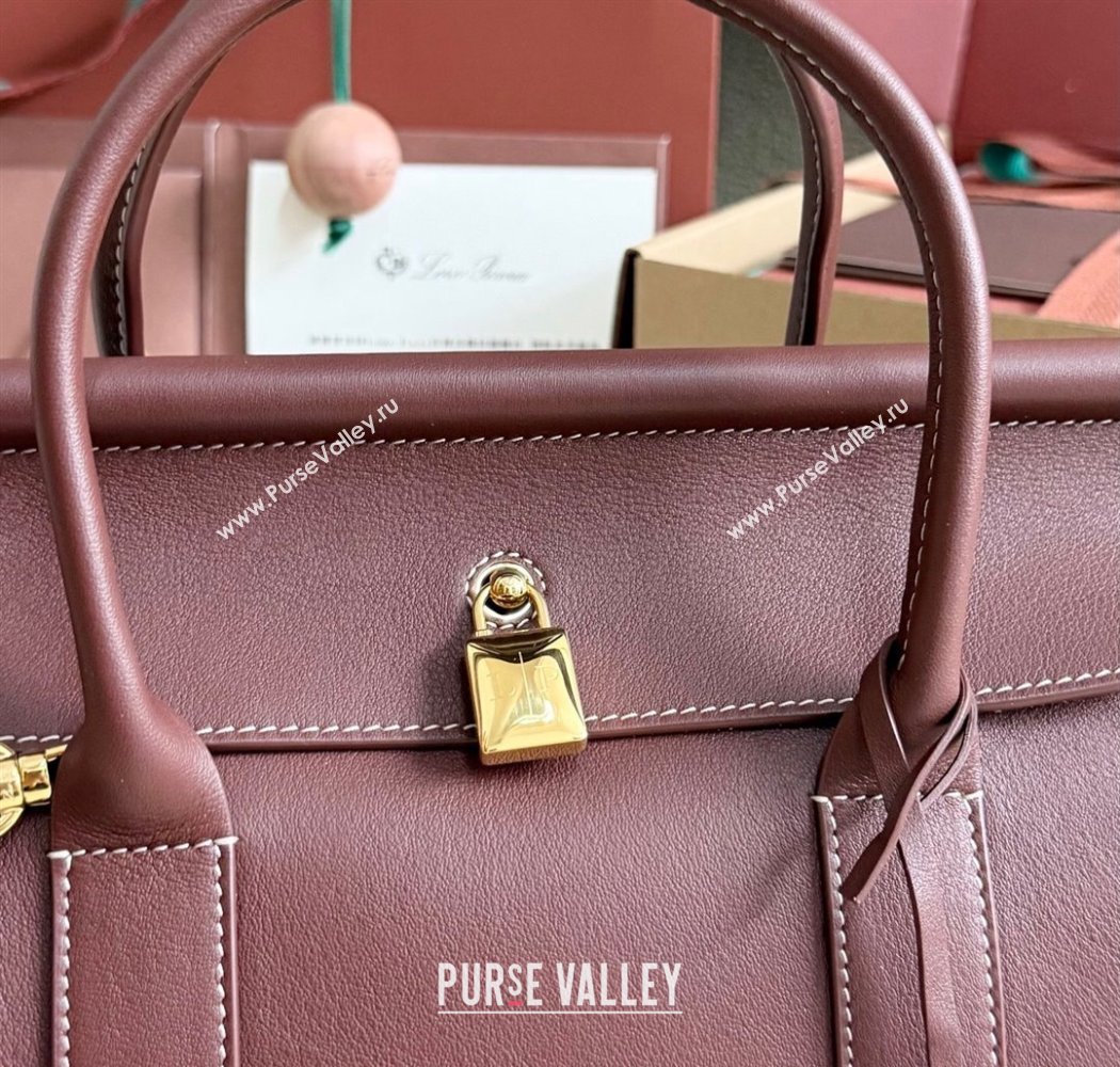 Loro Piana Loom Top Handle bag L25 in Calfskin Leather Smoke Caramel 2025 0925 (XLU-250925090)