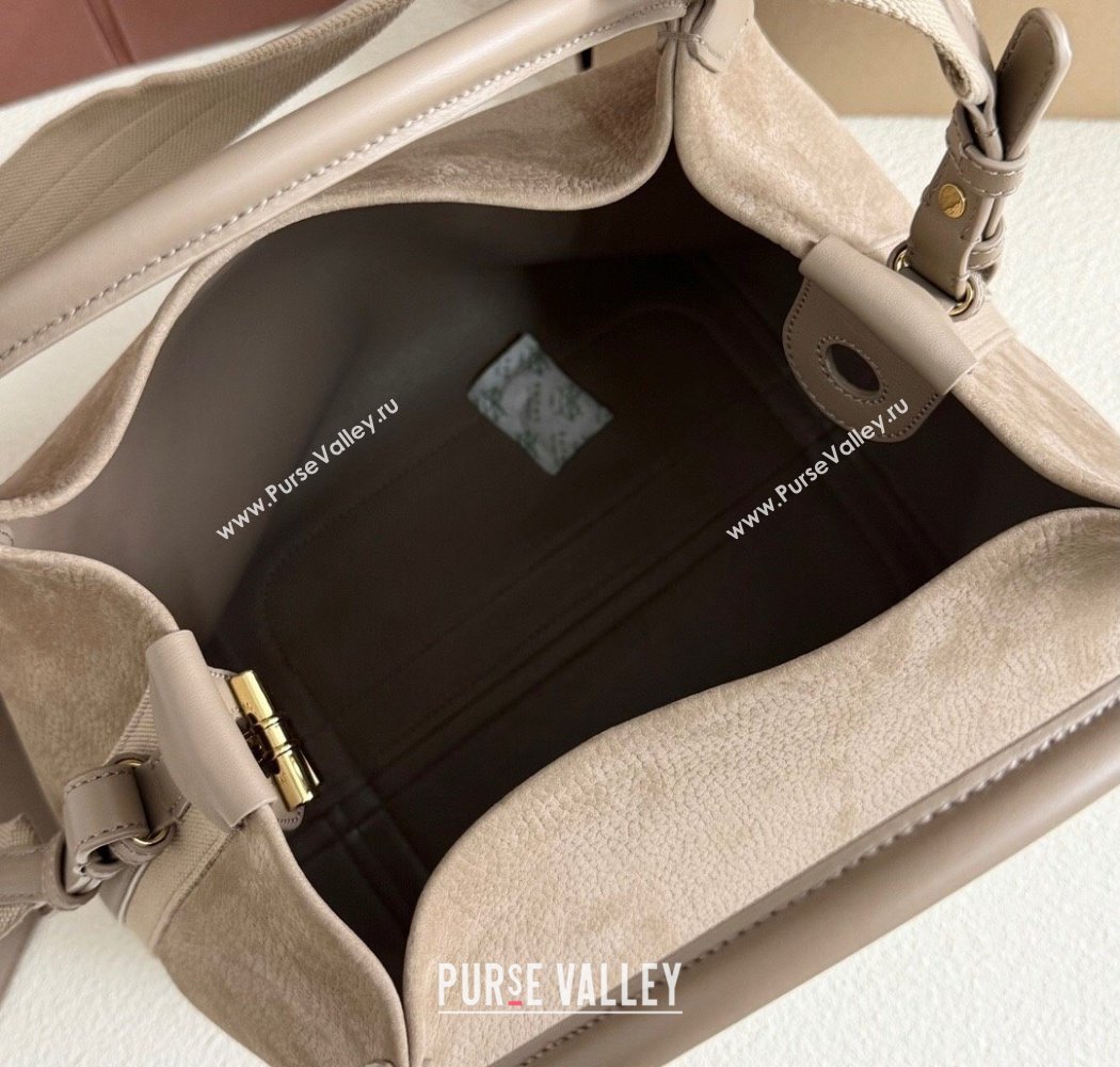 Loro Piana Large Bale Bucket Bag in Grained Nubuck Grey 2025 0925 (XLU-250925052)