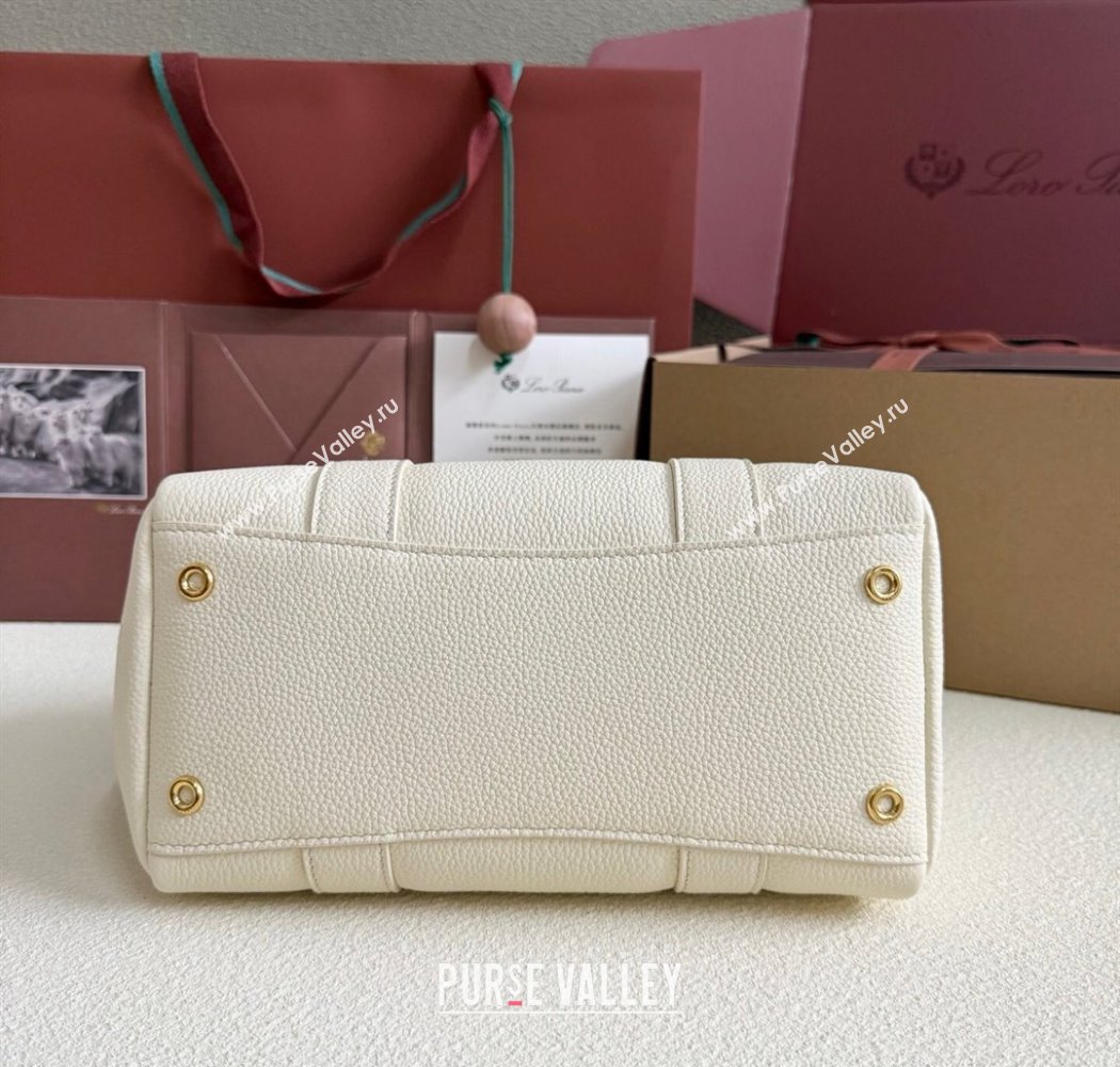 Loro Piana Loom Top Handle bag L25 in Grained Calfskin Leather New White 2025 0925 (XLU-250925091)