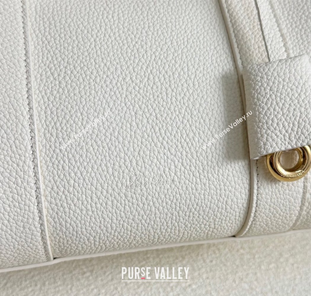 Loro Piana Loom Top Handle bag L25 in Grained Calfskin Leather New White 2025 0925 (XLU-250925091)