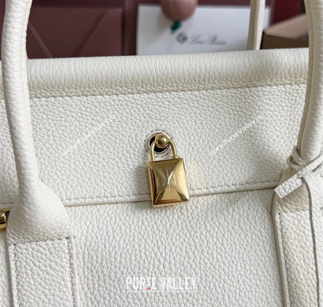 Loro Piana Loom Top Handle bag L25 in Grained Calfskin Leather New White 2025 0925 (XLU-250925091)
