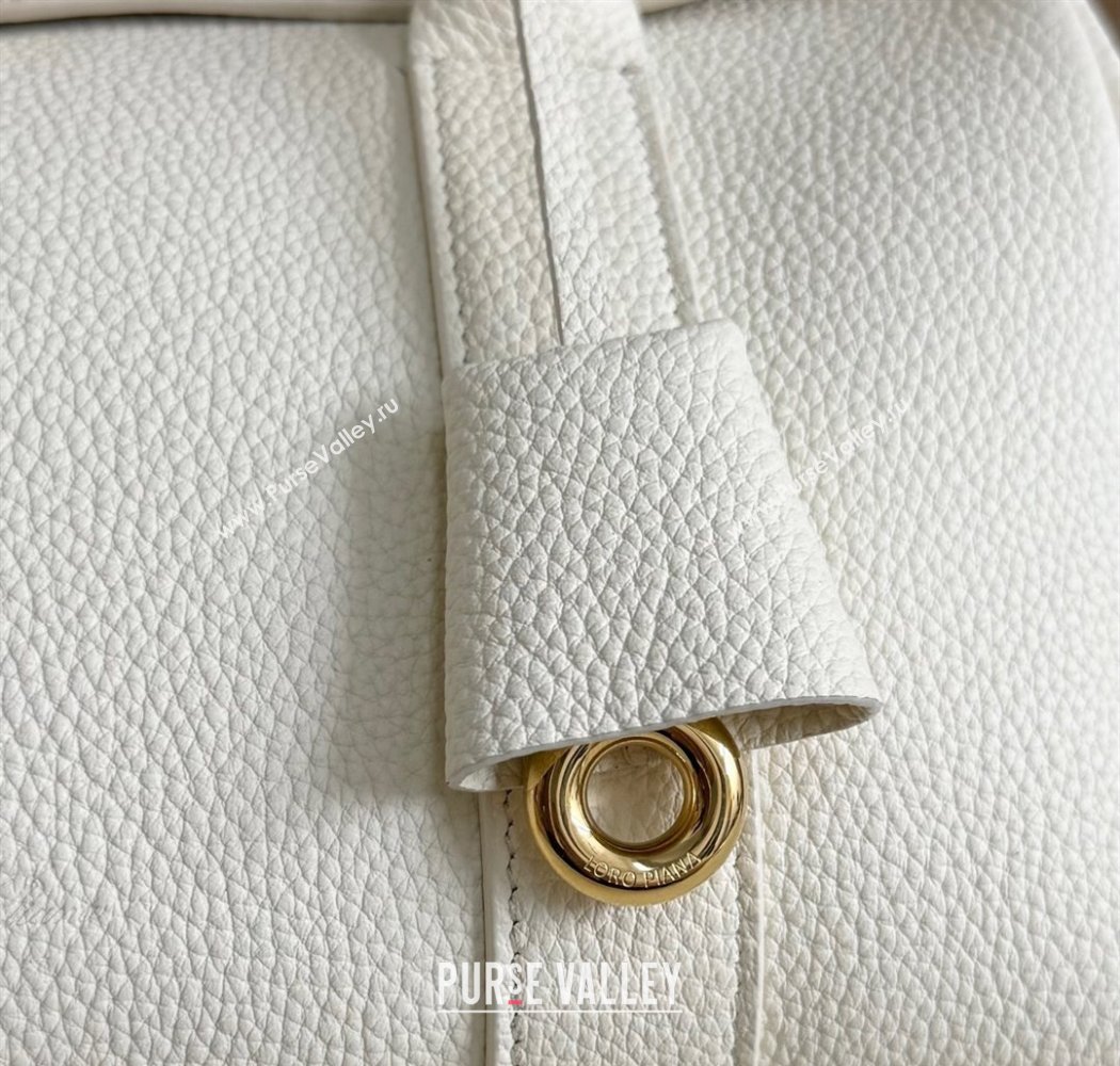 Loro Piana Loom Top Handle bag L25 in Grained Calfskin Leather New White 2025 0925 (XLU-250925091)