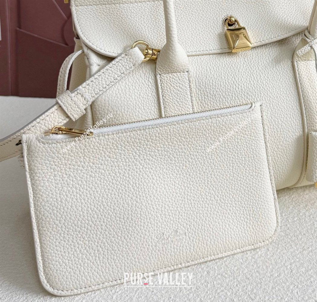 Loro Piana Loom Top Handle bag L25 in Grained Calfskin Leather New White 2025 0925 (XLU-250925091)