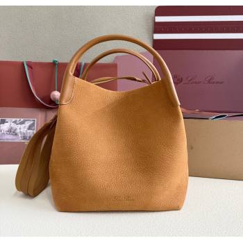 Loro Piana Large Bale Bucket Bag in Grained Nubuck Brown 2025 0925 (XLU-250925053)