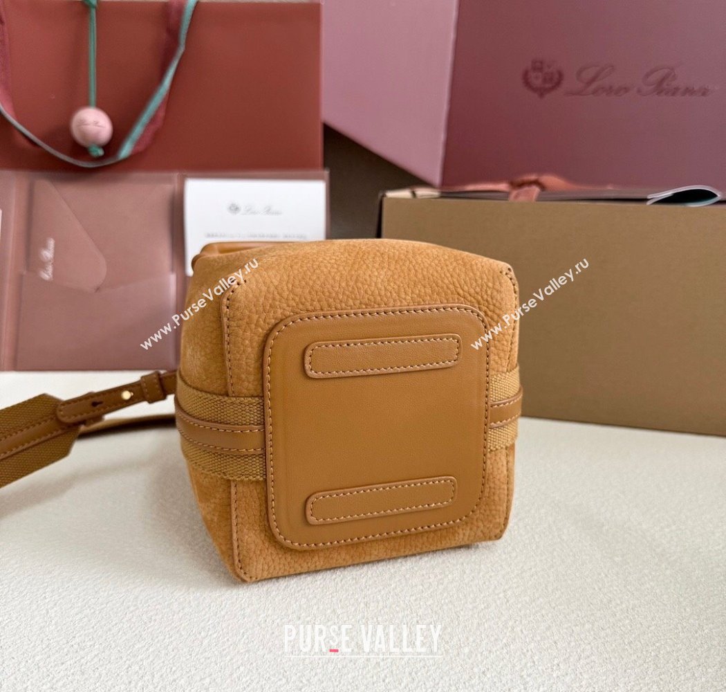 Loro Piana Micro Bale Bucket Bag in Grained Nubuck Brown 2025 0925 (XLU-250925048)