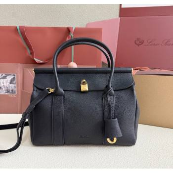 Loro Piana Loom Top Handle bag L25 in Grained Calfskin Leather Black 2025 0925 (XLU-250925092)