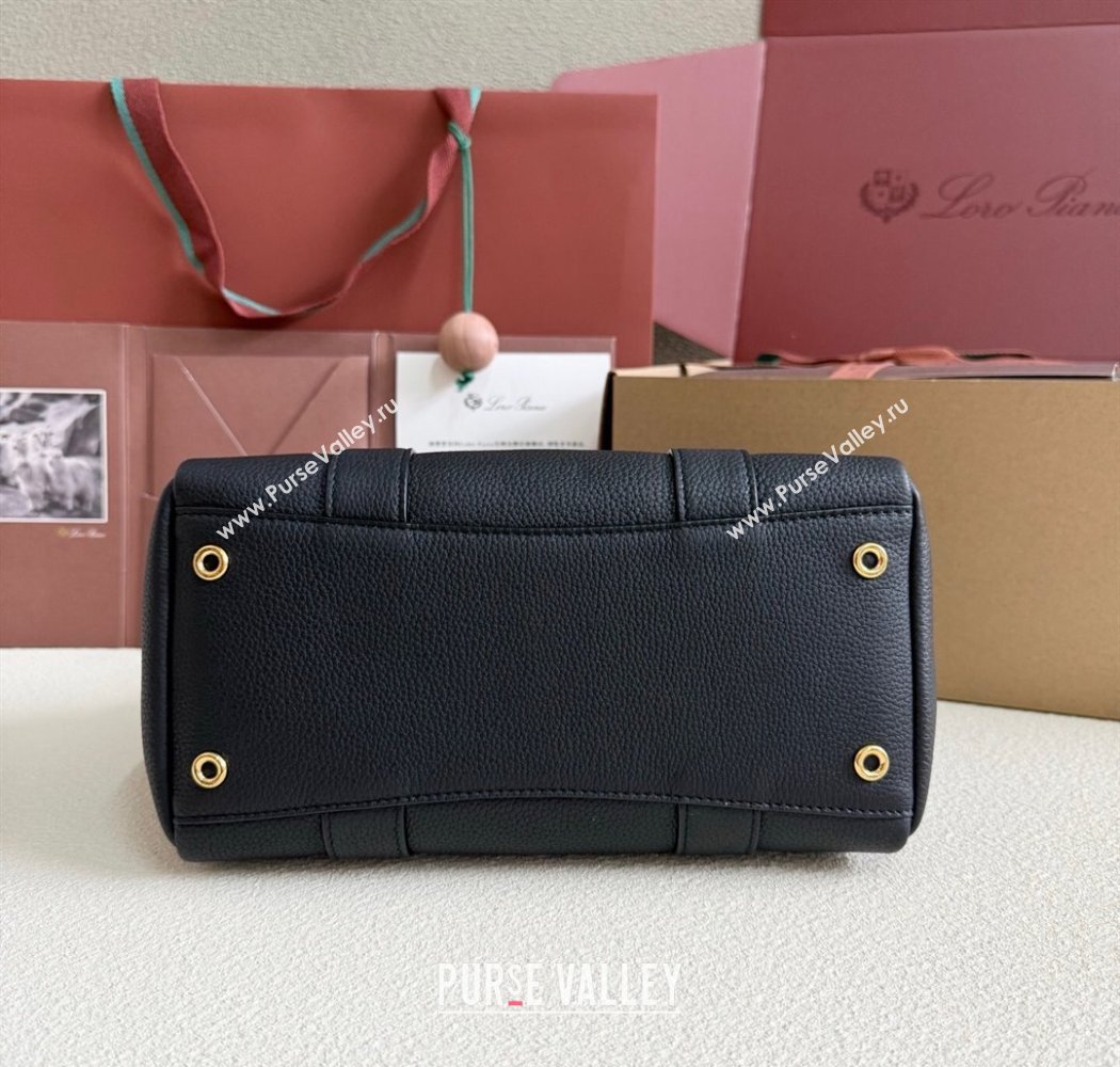 Loro Piana Loom Top Handle bag L25 in Grained Calfskin Leather Black 2025 0925 (XLU-250925092)