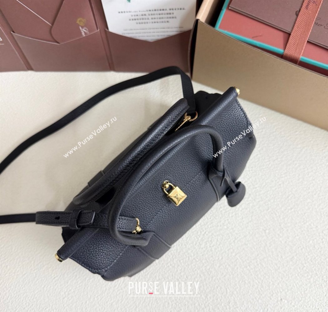 Loro Piana Loom Top Handle bag L25 in Grained Calfskin Leather Black 2025 0925 (XLU-250925092)