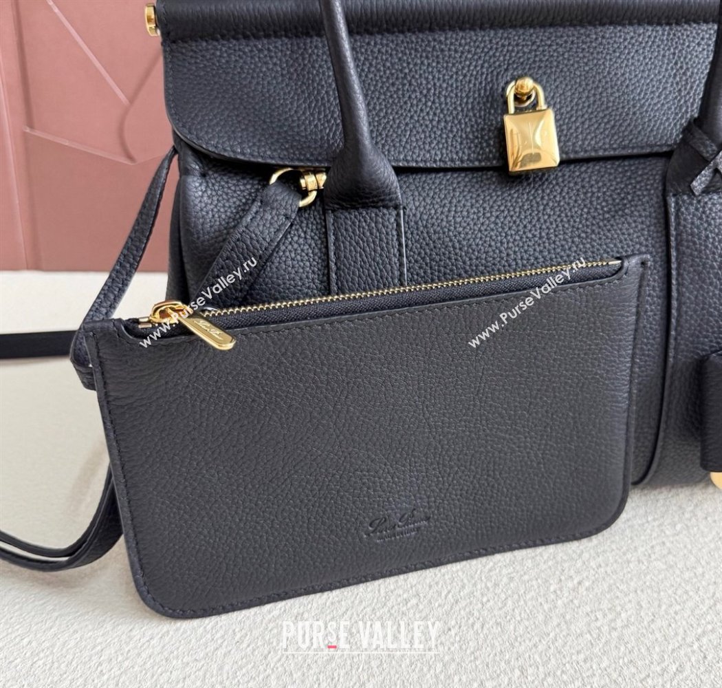Loro Piana Loom Top Handle bag L25 in Grained Calfskin Leather Black 2025 0925 (XLU-250925092)