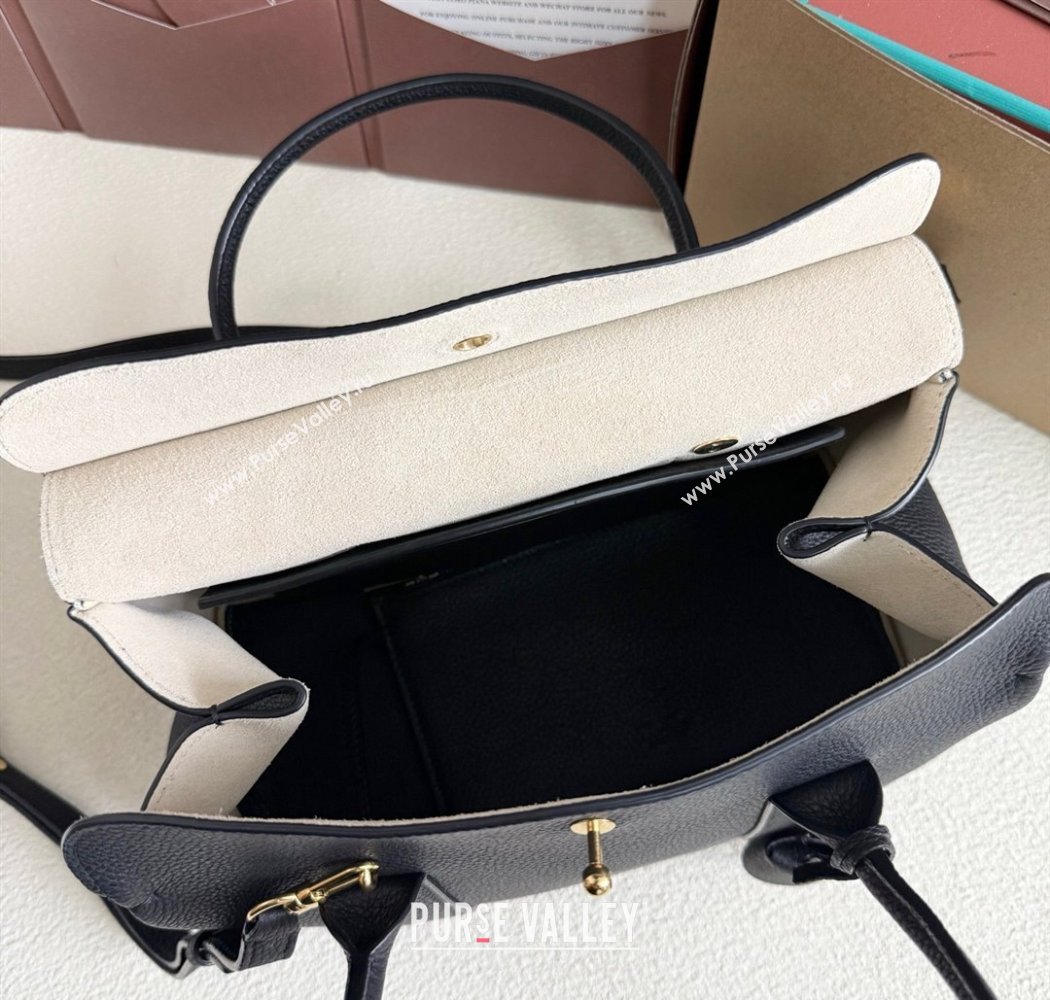 Loro Piana Loom Top Handle bag L25 in Grained Calfskin Leather Black 2025 0925 (XLU-250925092)