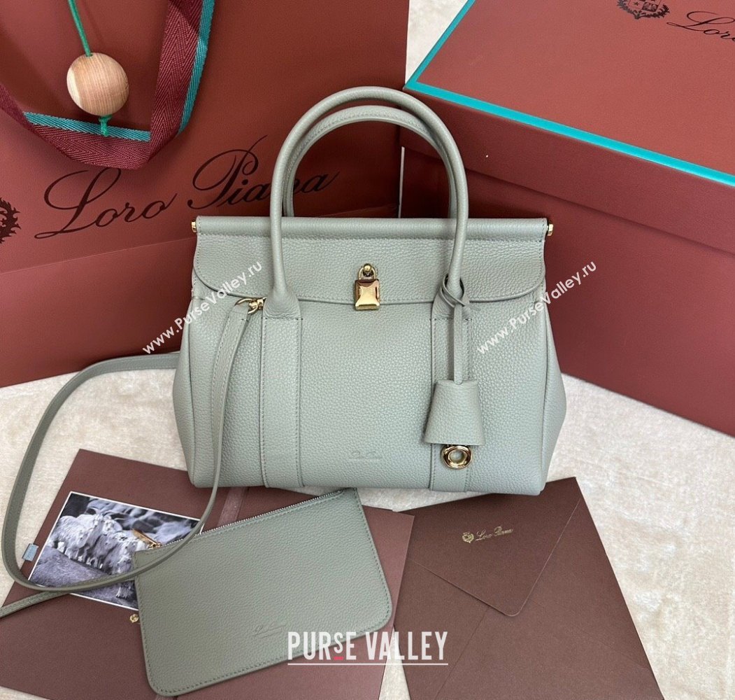 Loro Piana Loom Top Handle bag L25 in Grained Calfskin Leather Dry Artemisia 2025 0925 (XLU-250925093)
