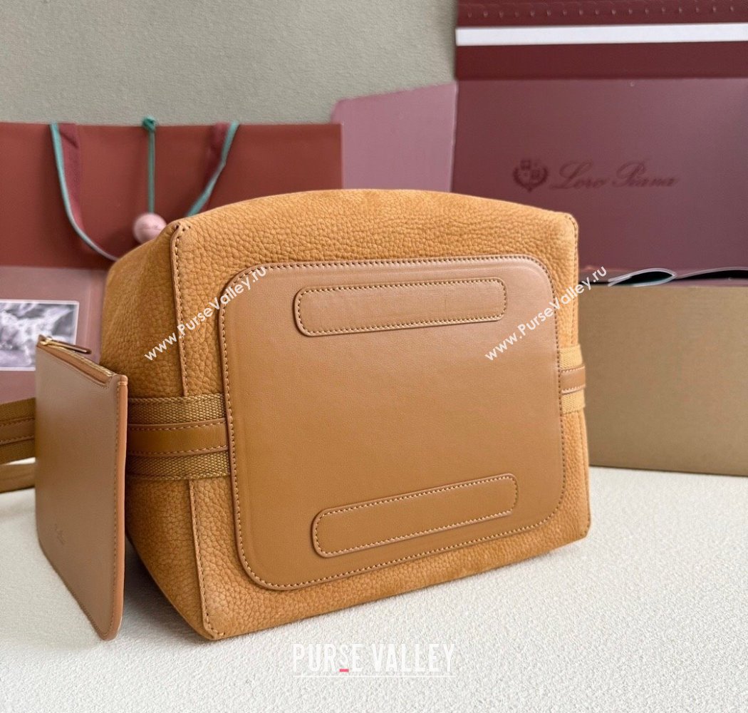 Loro Piana Large Bale Bucket Bag in Grained Nubuck Brown 2025 0925 (XLU-250925053)