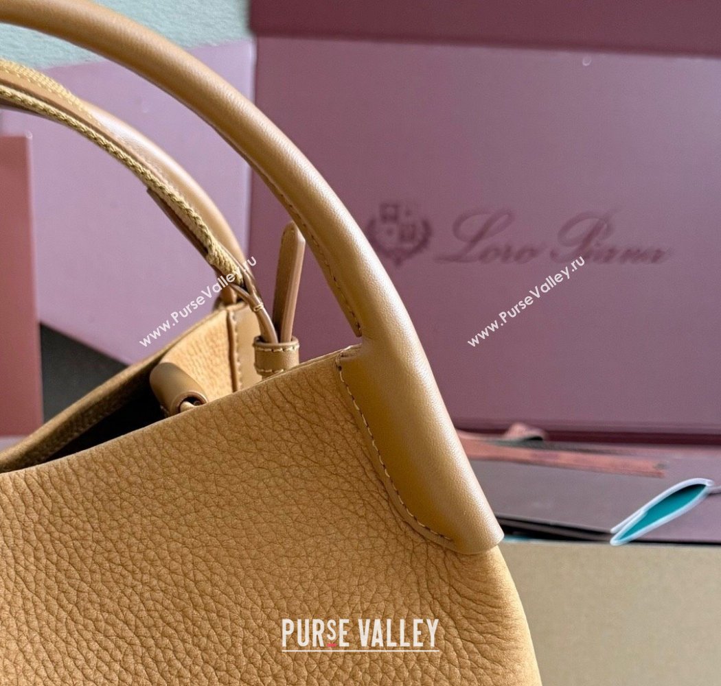 Loro Piana Large Bale Bucket Bag in Grained Nubuck Brown 2025 0925 (XLU-250925053)