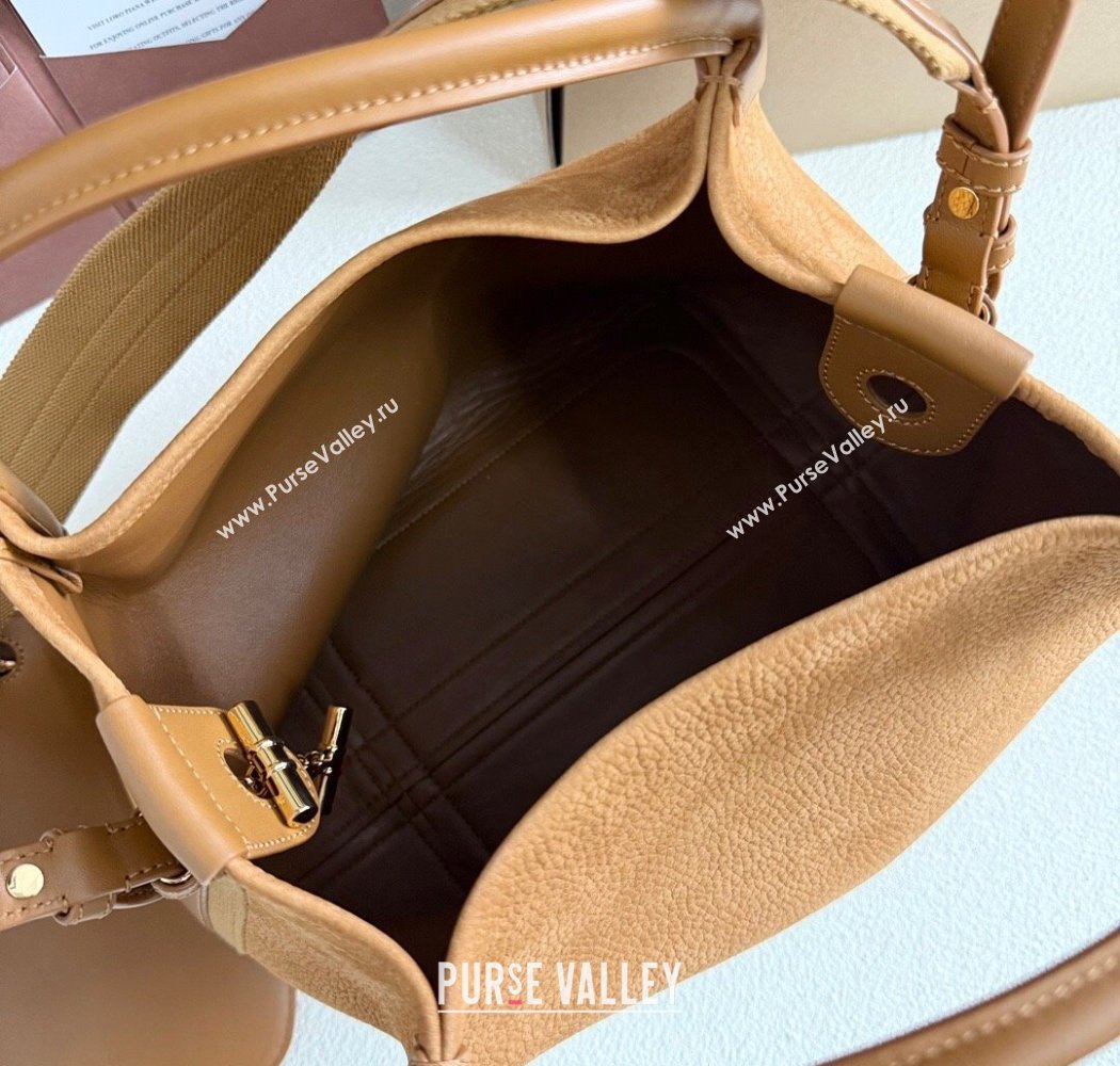 Loro Piana Large Bale Bucket Bag in Grained Nubuck Brown 2025 0925 (XLU-250925053)