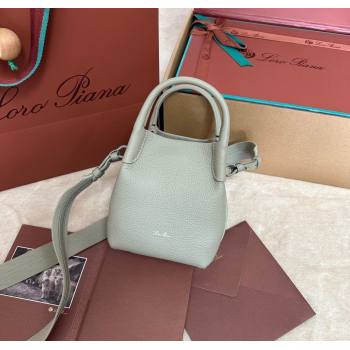 Loro Piana Small Bale Bucket Bag in Grained Calfskin Leather Dry Artemisia 2025 0925 (XLU-250925054)