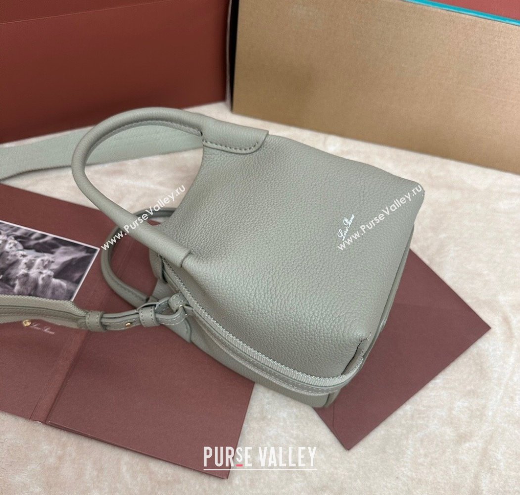 Loro Piana Small Bale Bucket Bag in Grained Calfskin Leather Dry Artemisia 2025 0925 (XLU-250925054)