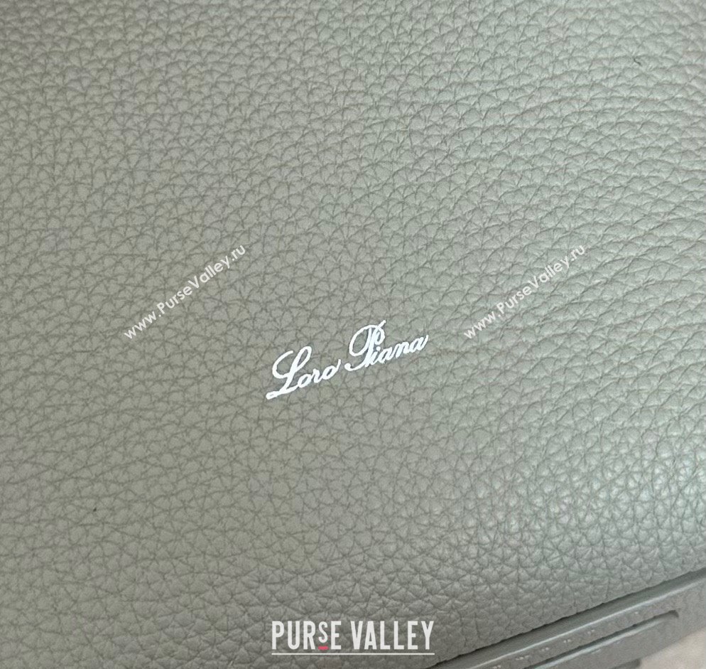 Loro Piana Small Bale Bucket Bag in Grained Calfskin Leather Dry Artemisia 2025 0925 (XLU-250925054)
