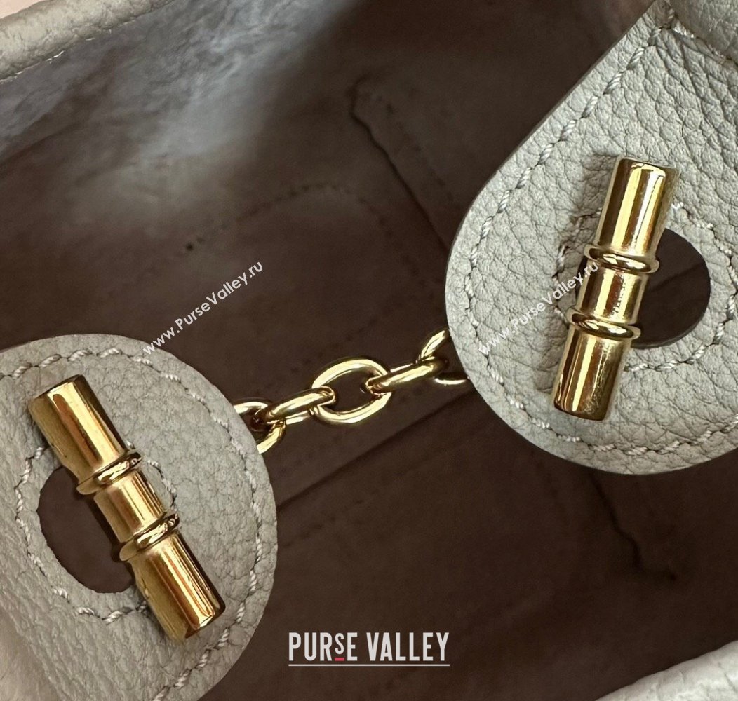 Loro Piana Small Bale Bucket Bag in Grained Calfskin Leather Dry Artemisia 2025 0925 (XLU-250925054)