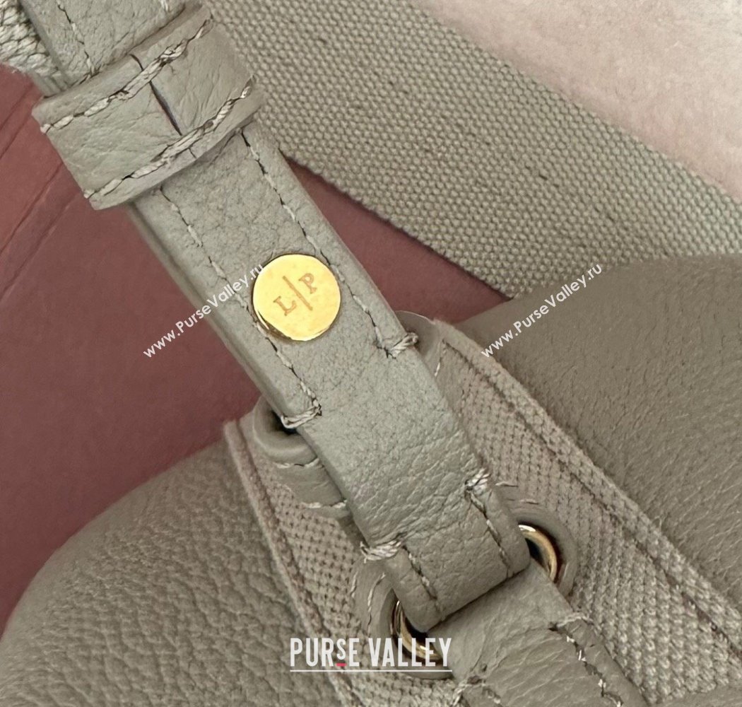 Loro Piana Small Bale Bucket Bag in Grained Calfskin Leather Dry Artemisia 2025 0925 (XLU-250925054)