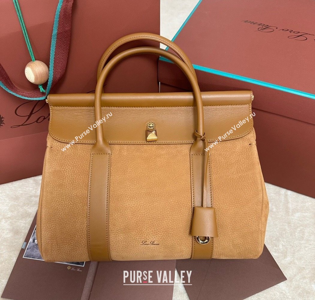 Loro Piana Loom Top Handle bag L32 in Nubuck and Calfskin Leather Brown 2025 0925 (XLU-250925094)