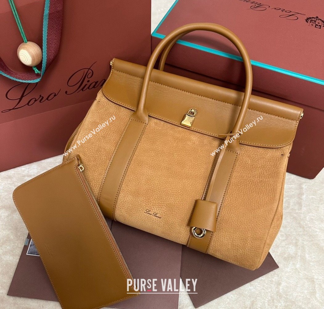 Loro Piana Loom Top Handle bag L32 in Nubuck and Calfskin Leather Brown 2025 0925 (XLU-250925094)