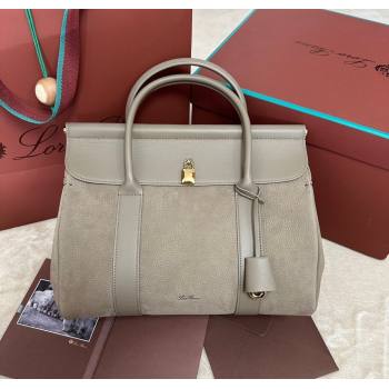Loro Piana Loom Top Handle bag L32 in Nubuck and Calfskin Leather Grey 2025 0925 (XLU-250925095)