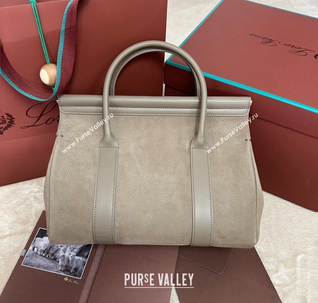 Loro Piana Loom Top Handle bag L32 in Nubuck and Calfskin Leather Grey 2025 0925 (XLU-250925095)