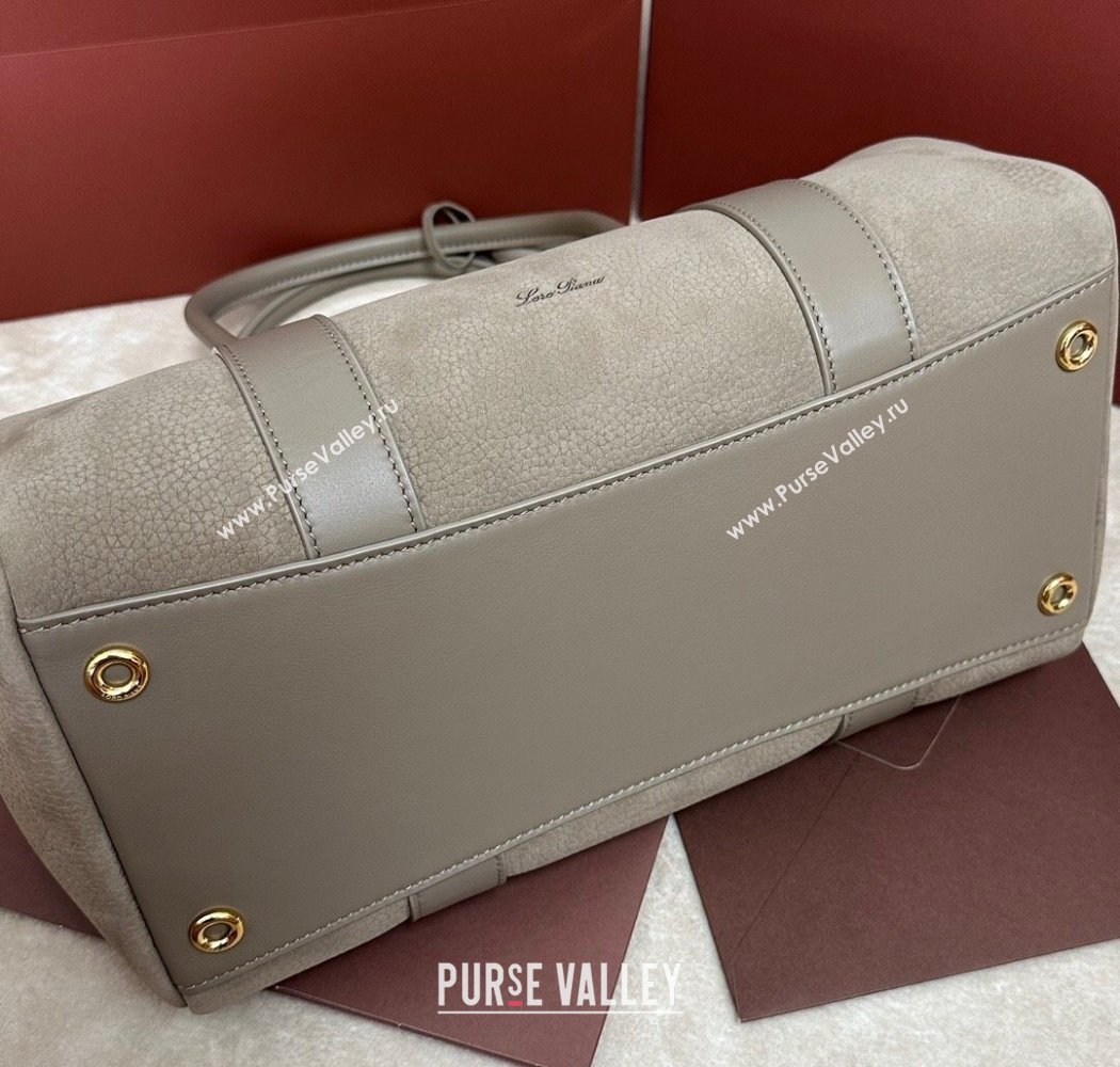 Loro Piana Loom Top Handle bag L32 in Nubuck and Calfskin Leather Grey 2025 0925 (XLU-250925095)