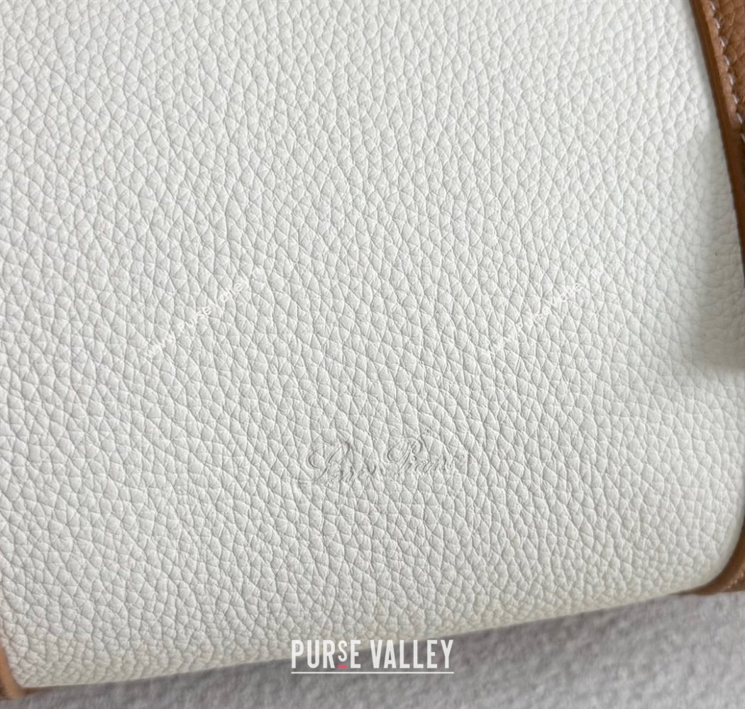 Loro Piana Loom Top Handle bag L32 in Grained Calfskin Leather White/Brown 2025 0925 (XLU-250925096)