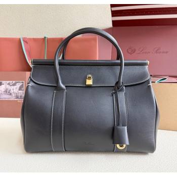 Loro Piana Loom Top Handle bag L25 in Smooth Calfskin Leather Black 2025 0925 (XLU-250925097)