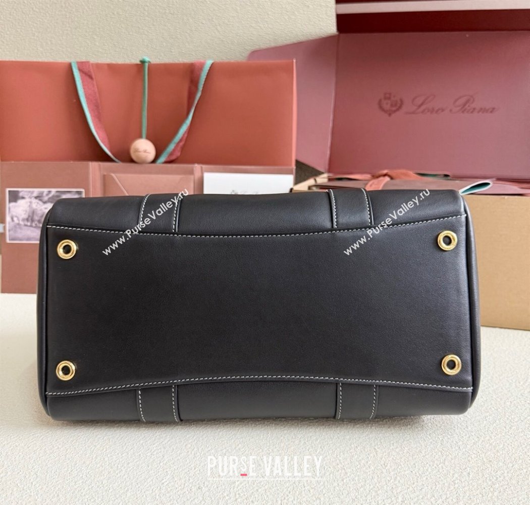 Loro Piana Loom Top Handle bag L25 in Smooth Calfskin Leather Black 2025 0925 (XLU-250925097)