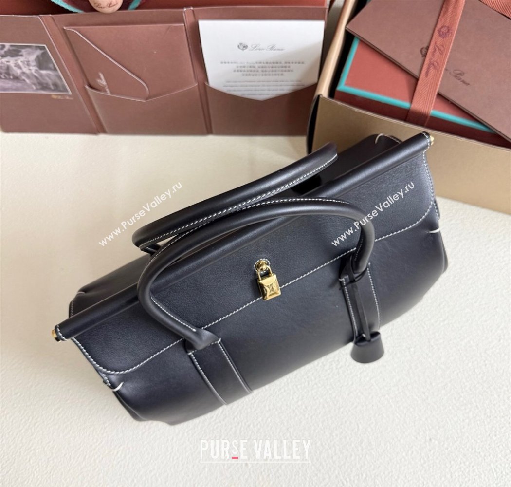 Loro Piana Loom Top Handle bag L25 in Smooth Calfskin Leather Black 2025 0925 (XLU-250925097)