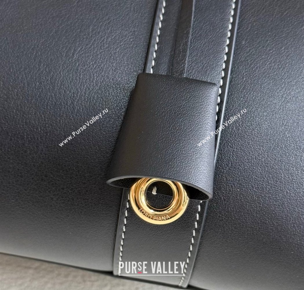 Loro Piana Loom Top Handle bag L25 in Smooth Calfskin Leather Black 2025 0925 (XLU-250925097)